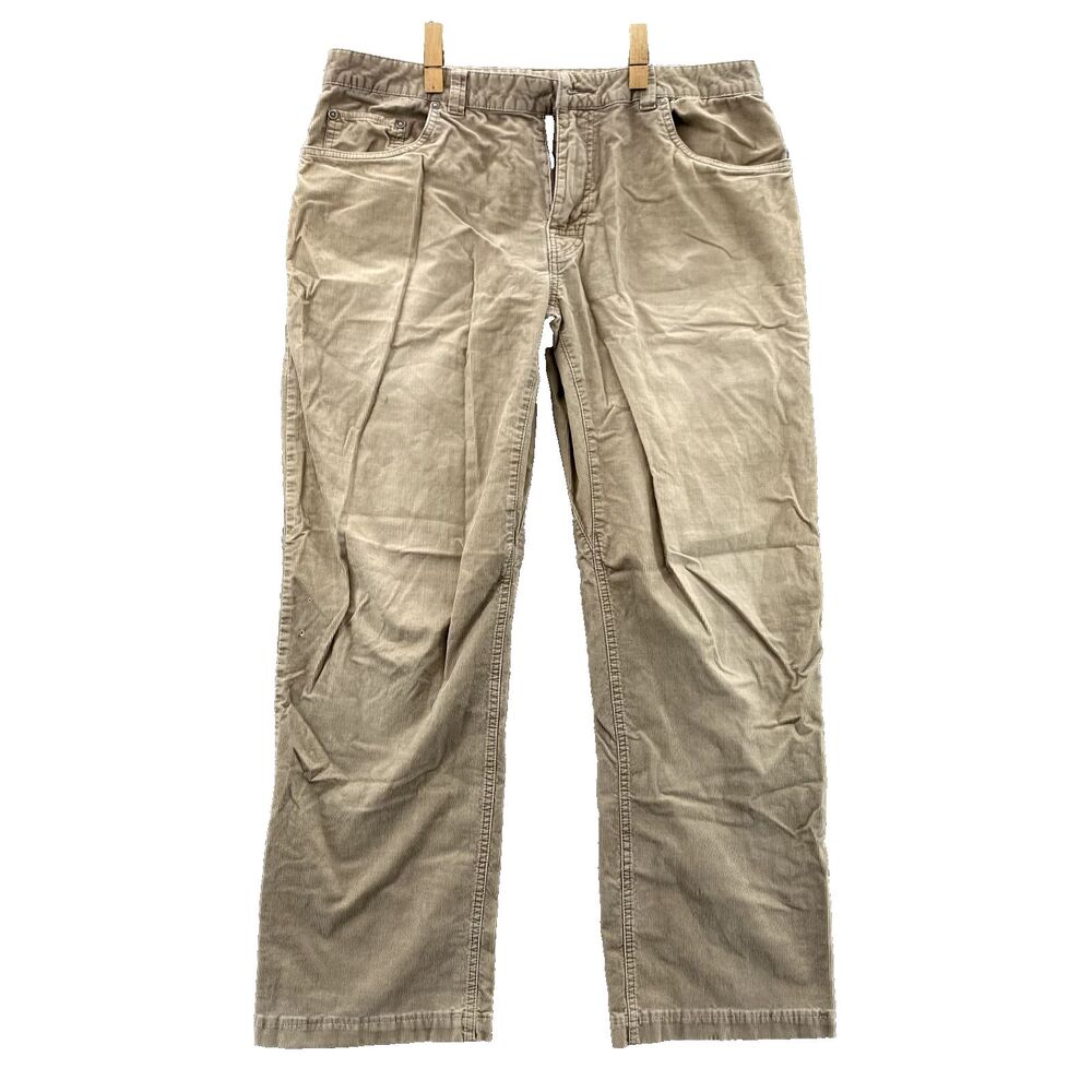 PrAna Pants Men's 34x29* Khaki Corduroy Straight Leg Lightweight Gorpcore Preppy